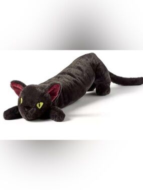 Gigglescape Black Long Cat Plush Green Eyes Soft Stuffed Animal